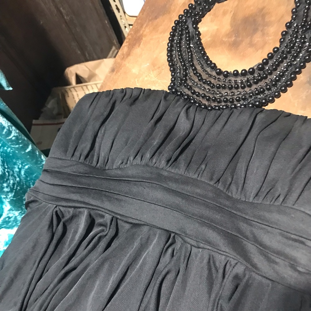 City Triangles Sz Mbblack cocktail dress with beaded neck, sash waist and tails